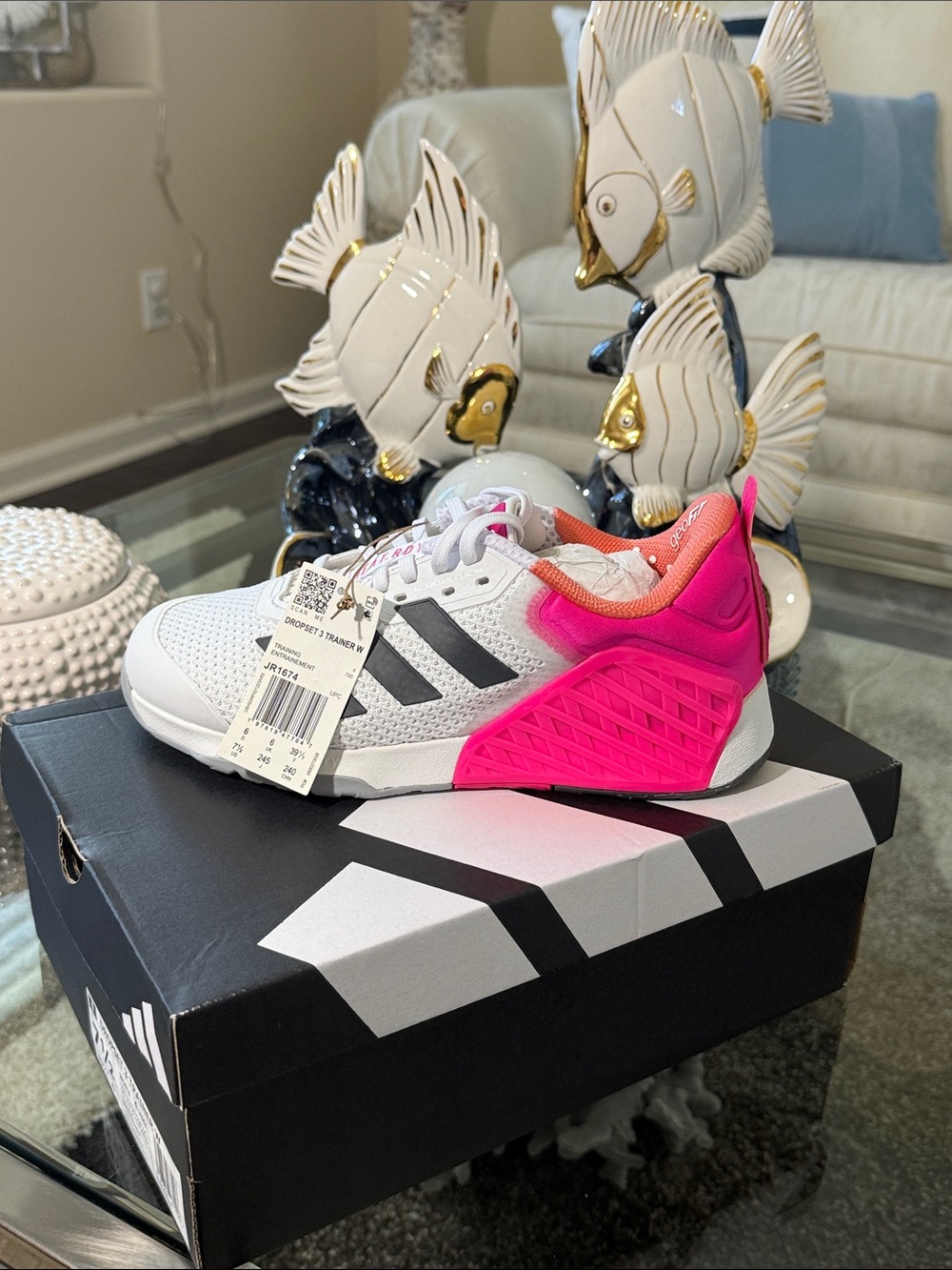 adidas Women’s White & Hot Pink Athletic Shoes